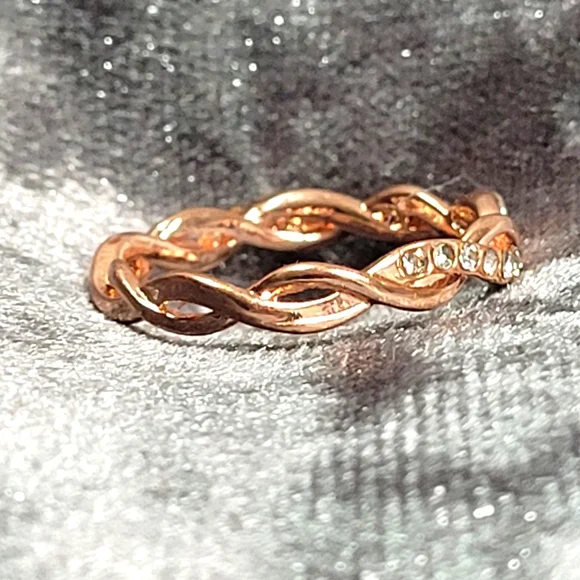 Classic Cubic Zirconia Rose Gold Color Wedding Band - Picture 3 of 5